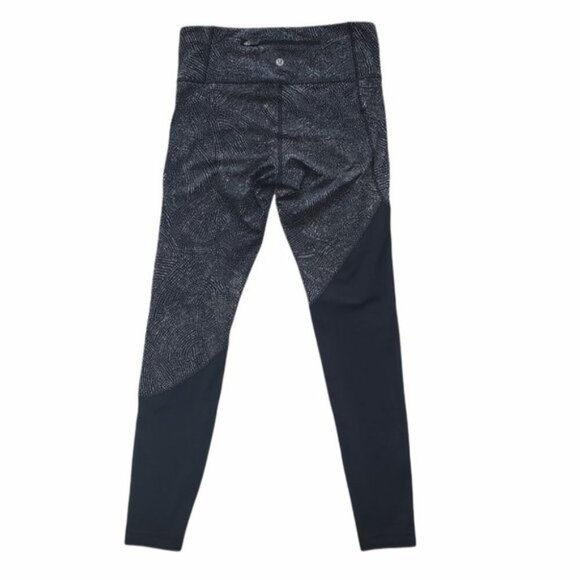 Lululemon Speed Wunder free spirit ice grey black tights Sz 8 - Picture 4 of 6